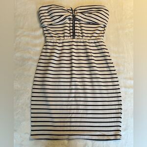 Striped Black and White Strapless Dress